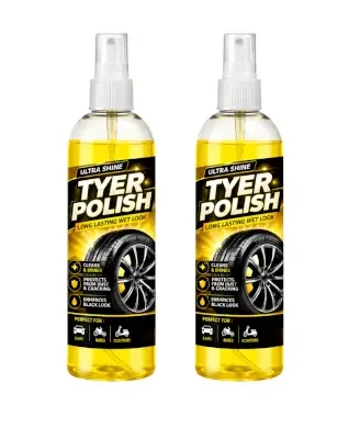 Pack of 2 Ultra Shine Tyre Polish Spray | Long Lasting Wet Look Tire Shine for Cars, Bikes & Scooters ( default, Standard )