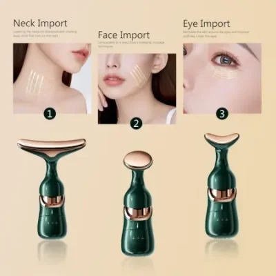 3-in-1 Face, Neck & Eye Massager – Portable Facial Massage Roller for Skin Care & Relaxation ( green, OS )