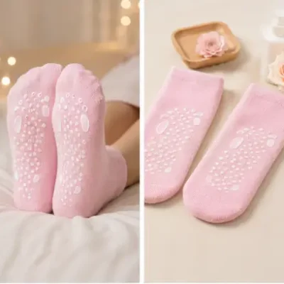 Spa Gel Moisturizing Socks – Silicone Gel Heel Repair Socks for Dry, Cracked Feet (1 Pair) ( pink, OS )