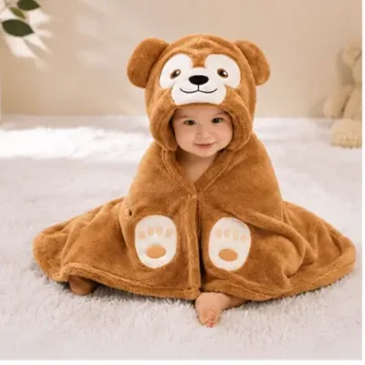 Hooded Baby Bath Towel – Soft Cotton Blend Animal Embroidered Baby Wrap for Boys & Girls ( default, OS )